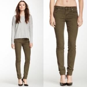 Vince Skinny Cropped Ankle Jeans Washed Olive Green Stretch Denim sz 26